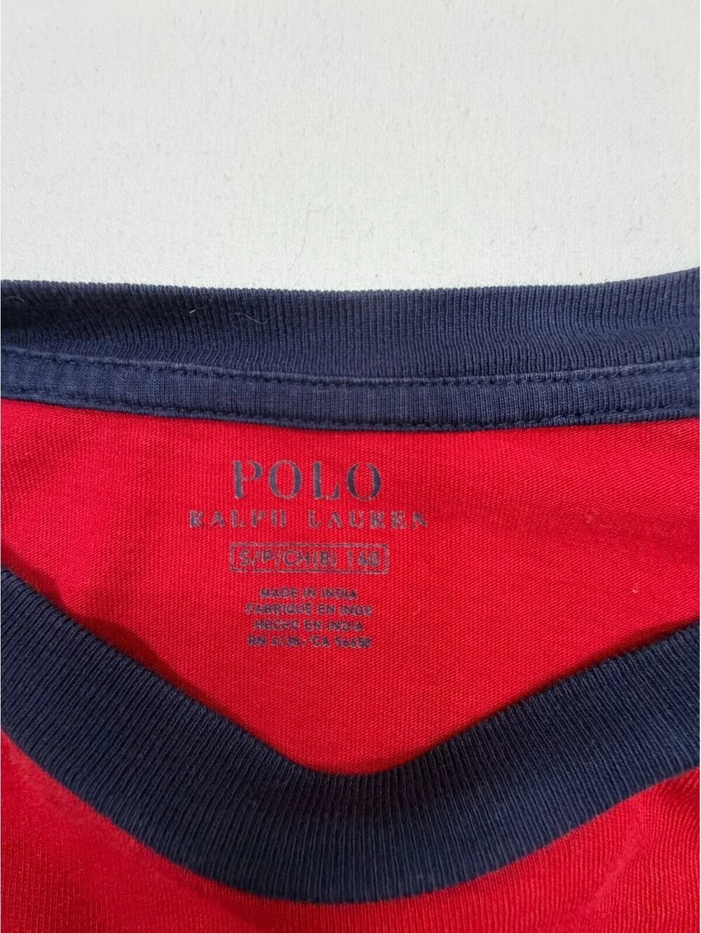 Polo Ralph Lauren Boy's T-Shirt Short Sleeve Cotton Colorblock Size S Red Blue